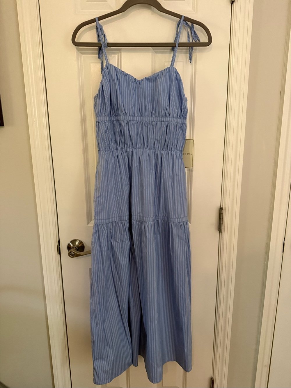 Just Me Light Blue Striped Maxi Dress